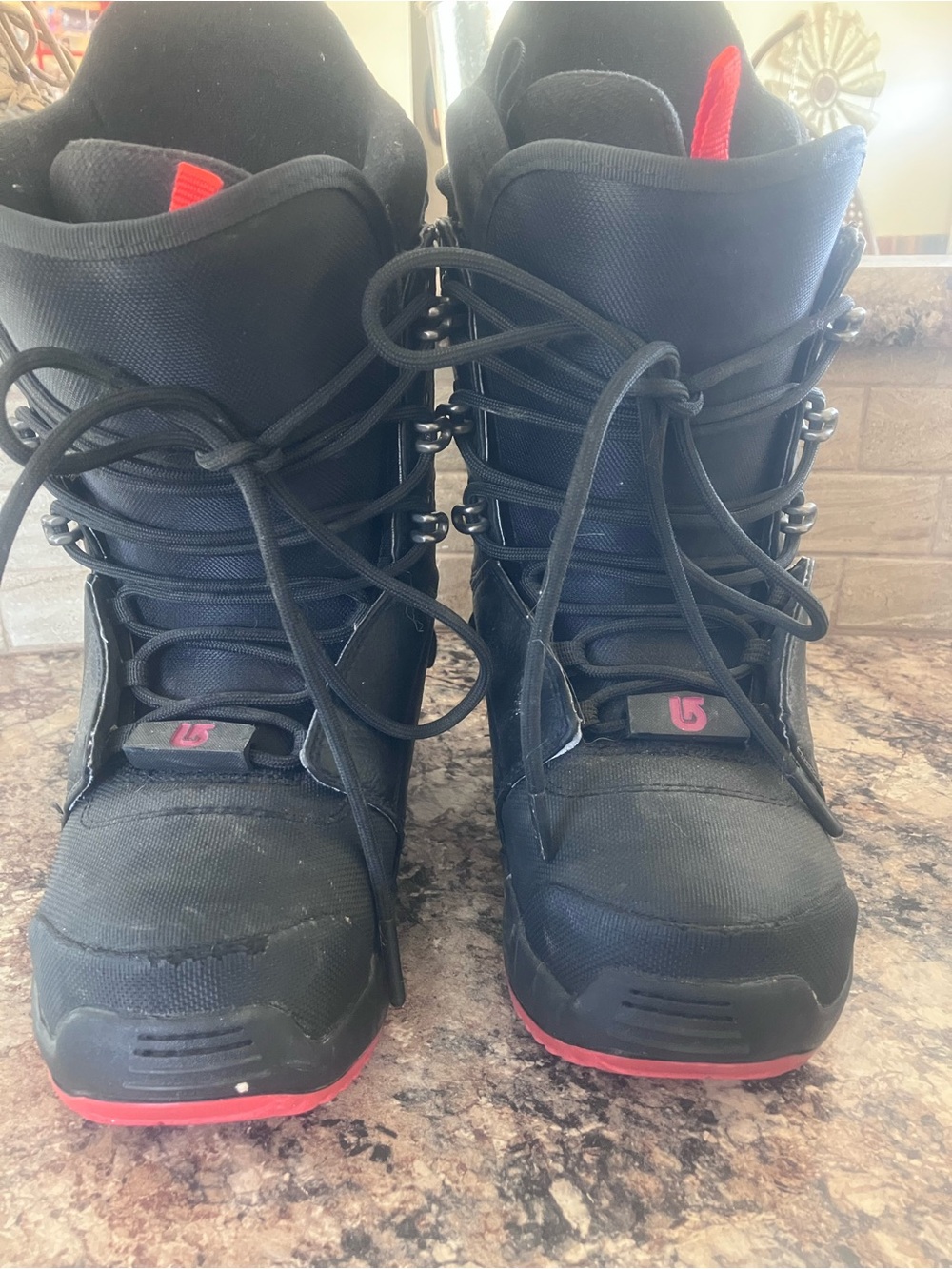 Burton Black Snowboard Boots with Red Accents